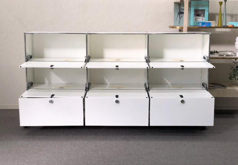 中古美品】USM Haller ハラーシステム １列３段キャビネット ホワイト 