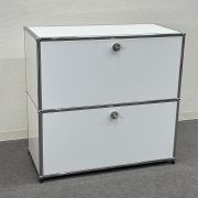 □USM/ハラーシステム□キャビネット 1列2段 白 違う鍵つき(2種類の鍵